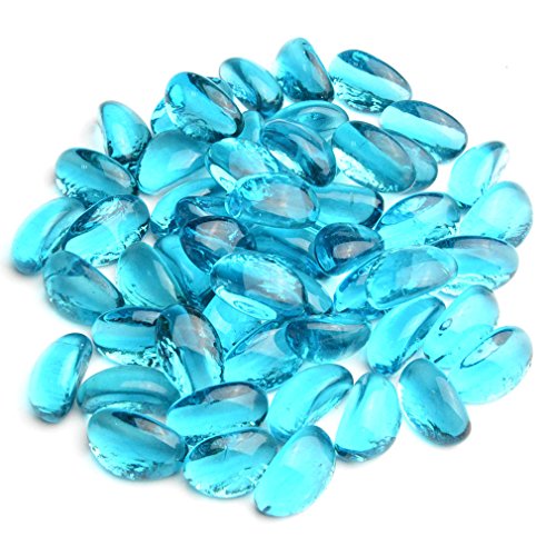 Onlyfire Fire Glass Cashew for Natural or Propane Fire Pit, Fireplace, or Gas Log Sets, 10-Pound, 1/2-Inch, Caribbean Blue