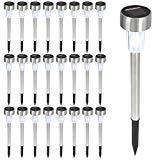 Cheap LTL Shop 24 White Color Solar Power Stainless Steel LED Lights Pathway Landscape Garden