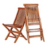 All Things Cedar TF22-2 Special Price Combo Teak Folding Chair Set (Set of 2) For Sale