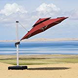 PURPLE LEAF 11 Feet Double Top Deluxe Patio Umbrella Offset Hanging Umbrella Outdoor Market Umbrella Garden Umbrella, Terra