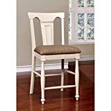 Cheap Sabrina Cottage Counter Height Chair Withfabric Cushion, Tan & White, Set of 2