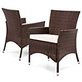 Cheap Best Choice Products Set of 2 Modern Contemporary Wicker Patio Dining Chairs w/Water Resistant Cushion – Brown