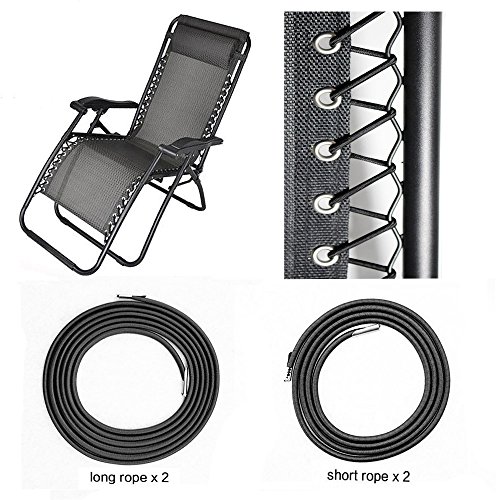 HZFS Universal Replacement Cords for Zero Gravity Chair(4 cords), Replacement laces for Zero Gravity Chairs, Zero Gravity Recliner Repair Tool for Lounge Chair, Bungee Chair Cord(Black)