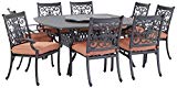 Cheap Darlee St. Cruz Cast Aluminum 10-Piece Dining Set with Seat Cushions, 64-Inch Square Dining Table and 30-Inch Lazy Susan, Antique Bronze Finish