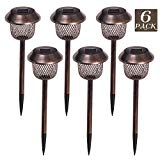 Valery Madelyn 6 Pcs Waterproof Garden Pathway Lights Outdoor Solar Landscape Lighting Led with Wireless Stainless Steel Net, 17.5 Inch Tall
