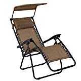 PHI VILLA Textilene Zero Gravity Lounge Chair Patio with Canopy Folding Adjustable Reclining Chair, Brown For Sale PHI VILLA Textilene Zero Gravity Lounge Chair Patio with Canopy Folding Adjustable Reclining Chair, Brown For Sale