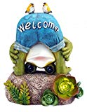 Solar Powered Frog With 2 Birds Outdoor LED Garden Light Decor