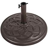 Sundale Outdoor Decorative Cast Stone Patio Umbrella Base Resin Heavy Duty Stand Brown Finish, 41 Pounds,Fit 1.5&1.9 inch Umbrella Pole For Sale