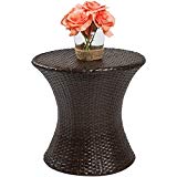 Best Choice Products Outdoor Patio Furniture Wicker Hourglass Accent Side Table For Sale