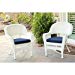 Jeco Wicker Chair in White with Blue Cushion (Set of 2)