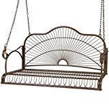 Best Choice Products Iron Patio Hanging Porch Swing Chair Bench Seat Outdoor Furniture
