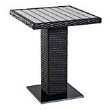 Cheap Outsunny 24″ Outdoor Wicker Rattan Patio Square Dining Table with Marble Base – Brown