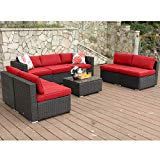 PHI VILLA Outdoor Rattan Sectional Sofa- Patio Wicker Furniture Set (8-Piece) For Sale PHI VILLA Outdoor Rattan Sectional Sofa- Patio Wicker Furniture Set (8-Piece) For Sale