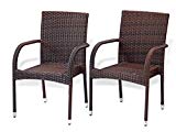 Patio Resin Outdoor Garden Deck Wicker Arm Chair. Dark Brown Color (Set of 2) Review Patio Resin Outdoor Garden Deck Wicker Arm Chair. Dark Brown Color (Set of 2) Review