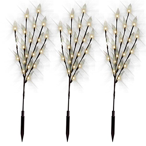 3 Pack Solar Powered Tree Branch Twig Leaf Outdoor Garden LED Fairy Lights Beautiful Night Light Decorative Garden Patio Lamp(Warm White) Review