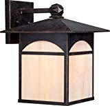 Nuvo Lighting 60/5653 Canyon Large One Light Wall Lantern 100-watt A19 Outdoor Porch and Patio Lighting with Honey Stained Glass, Umber Bronze Review