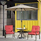 Cloud Mountain 4 Piece Patio Bistro Set Outdoor Patio Umbrella Patio Furniture Set Wrought Iron Bistro Sets Tempered Glass Round Table, Brick Red Burgundy Cloud Mountain 4 Piece Patio Bistro Set Outdoor Patio Umbrella Patio Furniture Set Wrought Iron Bistro Sets Tempered Glass Round Table, Brick Red Burgundy