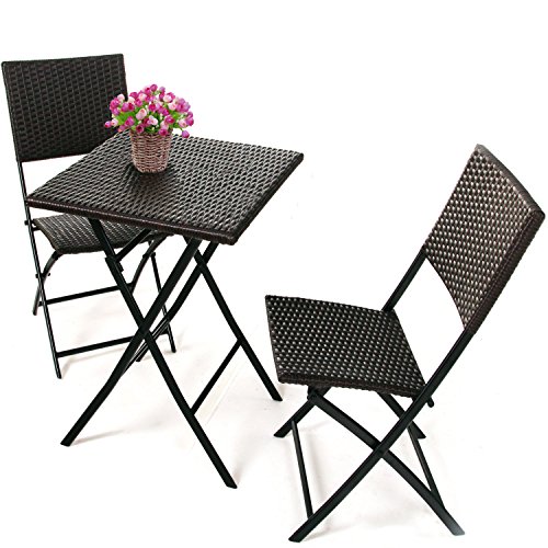 COBANA CBN-15004 3-piece Outdoor Patio Resin Wicker Rattan Folding Bistro Set Review