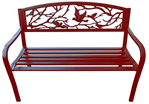 Merax Classic Cast Iron Indoor/Outdoor Patio Park Garden Bench ,Red