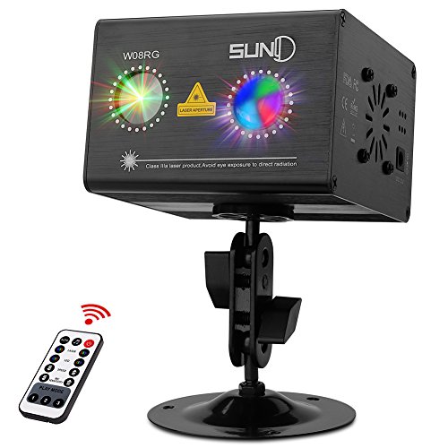 SUNY Party Lights Hardwired Sound Activated Laser Lights 8 RG Gobos Laser Light Show Galaxy Projector LED Ripple Wave Projector Indoor DJ Party Lights Xmas Disco Decor Holiday Event Laser Light Show