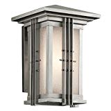 Kichler 49159SS Portman Square 1LT 14IN Exterior Wall Lantern, Stainless Steel Finish and Etched Seedy Glass Kichler 49159SS Portman Square 1LT 14IN Exterior Wall Lantern, Stainless Steel Finish and Etched Seedy Glass