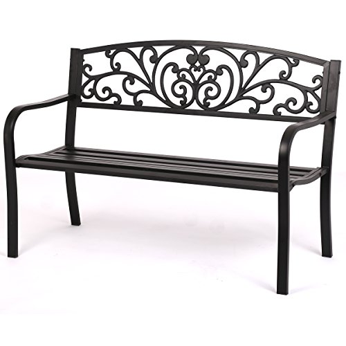 FDW Patio Park Garden Bench Porch Path Chair Outdoor Deck Steel Frame New