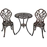 Sunnydaze 3-Piece Outdoor Cast Aluminum Patio Bistro Set, Copper Patina Finish Review