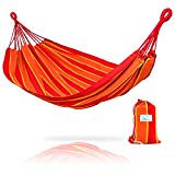 Hammock Sky Brazilian Double Hammock – Two Person Bed for Backyard, Porch, Outdoor and Indoor Use – Soft Woven Cotton Fabric for Supreme Comfort (Orange & Yellow Stripes) For Sale