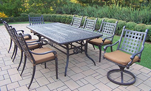 Oakland Living Belmont 9-Piece Rectangular Extendable Table Dining Set with Sunbrella Cushions, 84 by 126 by 46-Inch Review