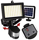 Ntsevsun 80 LED Outdoor Solar Motion Sensor Light, Digitally Adjustable TIME and LUX with Button, 180 Degrees Detection Range (Natural White)