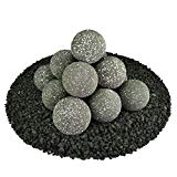 Ceramic Fire Balls | Set of 14 | Modern Accessory for Indoor and Outdoor Fire Pits or Fireplaces – Brushed Concrete Look | Charcoal Gray, Speckled, 4 Inch