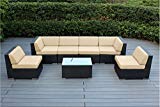 Ohana 7-Piece Outdoor Patio Furniture Sectional Conversation Set, Black Wicker with Beige Cushions – No Assembly with Free Patio Cover Review Ohana 7-Piece Outdoor Patio Furniture Sectional Conversation Set, Black Wicker with Beige Cushions – No Assembly with Free Patio Cover Review