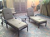 Nassau Outdoor Patio 3pc Chaise Lounges Set Dark Bronze Cast Aluminum (Sesame) Review