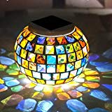 Solar Powered Mosaic Glass Ball Garden Lights, Color Changing Night Light Rechargeable Table Lamps Waterproof Indoor or Outdoor Lighting for Decoration by Dream Loom (Colorful) For Sale