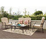 PHI VILLA 4-Piece Bistro Sets Cushioned Patio Furniture Conversation Set w/Loveseat-2 Chairs and 1 Coffee Table (Beige) Review PHI VILLA 4-Piece Bistro Sets Cushioned Patio Furniture Conversation Set w/Loveseat-2 Chairs and 1 Coffee Table (Beige) Review