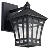 Sea Gull Lighting 88131-12 Herrington One-Light Outdoor Wall Lantern with Clear Seeded Glass Panels, Black Finish Review
