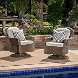 Linsten Outdoor Brown Wicker Swivel Club Chairs with Ceramic Grey Water Resistant Cushions (Set of 2) Linsten Outdoor Brown Wicker Swivel Club Chairs with Ceramic Grey Water Resistant Cushions (Set of 2)
