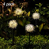 Solar Garden Lights Outdoor, 4 Pack Warm White Solar Powered Decorative Stakes Night Lights with Dandelion Flower, LED Landscape Lighting for Garden/Yard/Lawn/Patio/Walkway/Driveway/Backyard