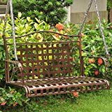 International Caravan 52561-OG-165263-O-852752 Iron Outdoor Porch Swing, 4′, Hammered Bronze