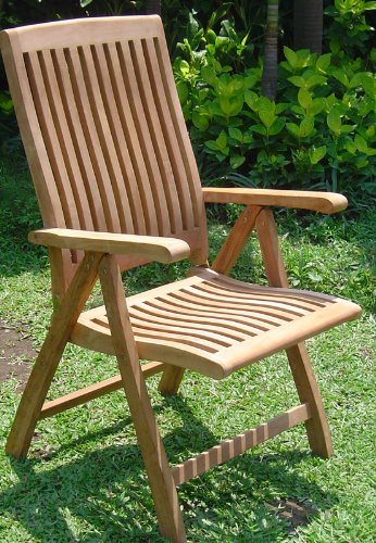 Grade-A Teak Wood Luxurious Reclining Folding Arm / Captain Dining Chair [Model: Marley] #WHDCARMR