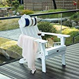White Folding Adirondack Chair Outdoor Wood Deck Chair Patio, Lawn & Garden Seating Lounge Chair Head Pillow Review