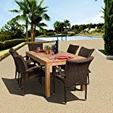 Amazonia Teak Brussels 7-Piece Teak/Wicker Rectangular Dining Set Amazonia Teak Brussels 7-Piece Teak/Wicker Rectangular Dining Set