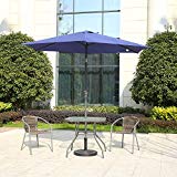 MYAL Patio Outdoor 9ft Market Umbrella with Push Button Tilt and Crank Blue