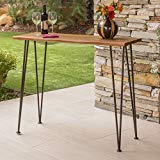 Daniel | Outdoor Industrial Acacia Wood/Iron Bar Table | in Rustic Metal and Teak Finish For Sale
