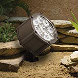 Kichler Lighting 15753AZT LED Accent Light 9-Light Low Voltage 60 Degree Wide Flood Light, Textured Architectural Bronze with Clear Tempered Glass For Sale