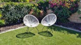 Acapulco Chair Indoor Outdoor Lounge Chair Weave Patio Chair All Weather Outdoor Patio Sun Oval Chair,White,2 Piece Set Review