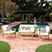 GDF Studio Preston 4 Piece Wood Outdoor Patio Seating Chat Set w/Beige Cushions