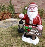 Atlantic Collectibles Merry Christmas Santa Claus Decorative Statue W/ Solar LED Light Lantern Lamp 16.5″H