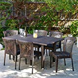 Christopher Knight Home 235374 Deal Furniture | Dana Point Brown 7 Piece Outdoor Wicker Dining Set