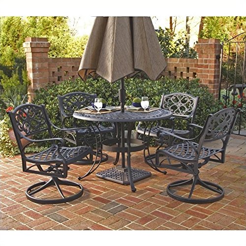 Home Styles 5554-325 Biscayne 5-Piece Outdoor Dining Set, Black Finish, 48-Inch